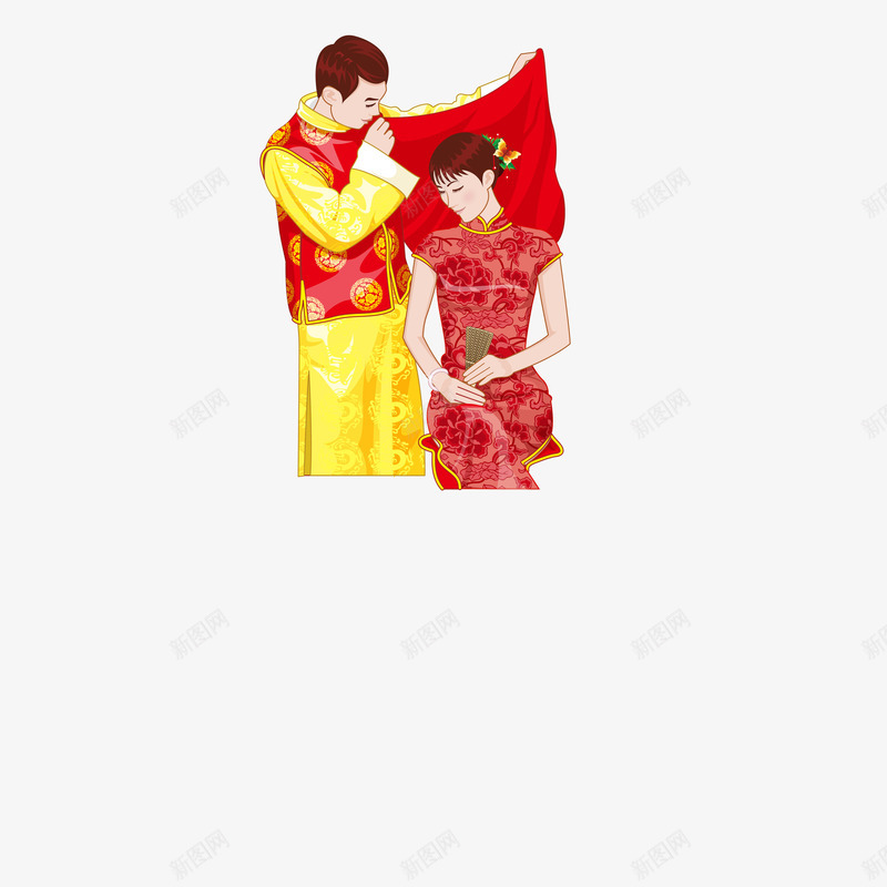 中国传统新郎新娘png免抠素材_88icon https://88icon.com 婚庆 新娘新郎