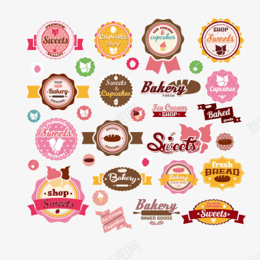 巧克力面包冰淇淋店标签LOGO图标图标