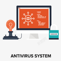 病毒结构电脑合成抗病毒系统矢量图高清图片