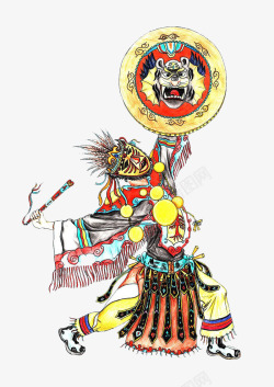 萨满部落文明手绘装饰萨满巫师灵性舞蹈插图高清图片