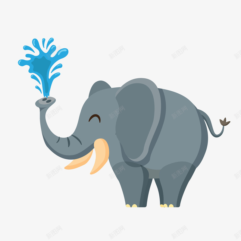 灰色开心喷水大象png免抠素材_88icon https://88icon.com 喷水大象 大象 开心大象 灰色 蓝色 黄色