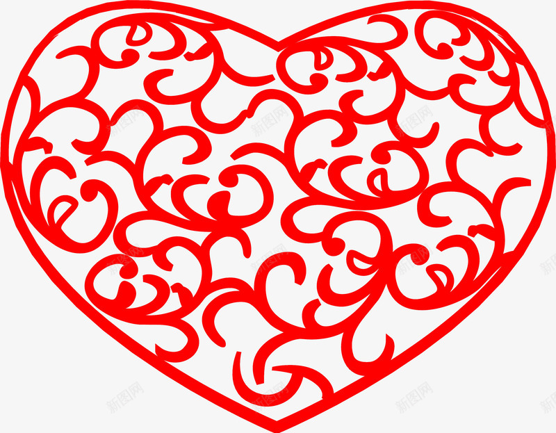 剪纸形心形婚庆装饰png免抠素材_88icon https://88icon.com 剪纸 婚庆 装饰