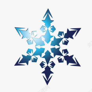 冬天蓝色六角形雪花图标图标
