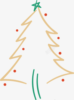 手绘线条圣诞树矢量图素材