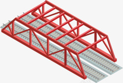 铁轨道路红色桥面框架矢量图高清图片