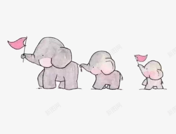 可爱童趣大象一家人手绘png免抠素材_88icon https://88icon.com 一家三口 一家人手绘 卡通 可爱 美术
