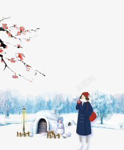 冬季女孩冬季雪地旅游高清图片