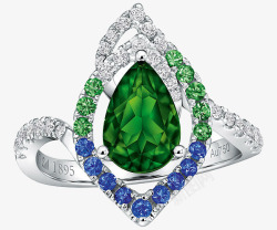 施华洛世奇首饰绿色宝石戒指素材