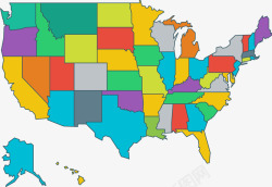 彩色行政区美国地区素材