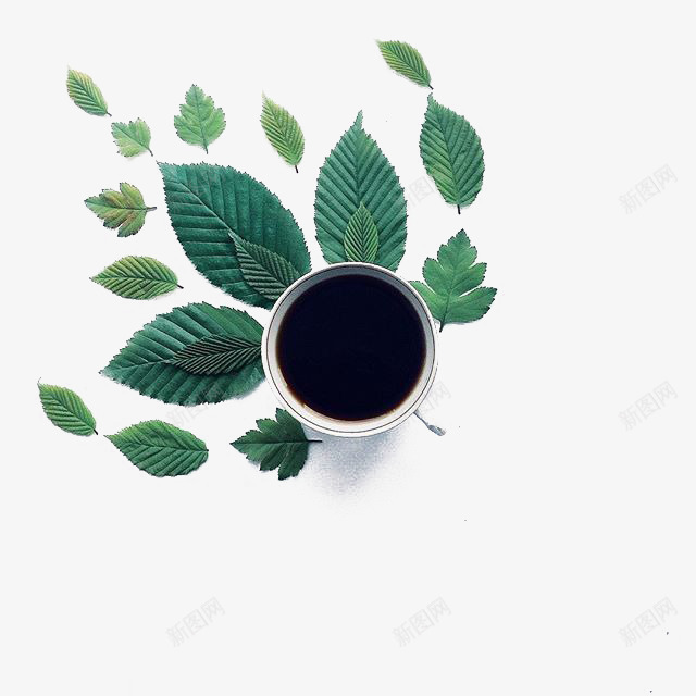 咖啡杯png免抠素材_88icon https://88icon.com 分散 咖啡 杯子 薄荷叶子 黑色