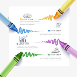 四色蜡笔涂鸦商务信息图素材