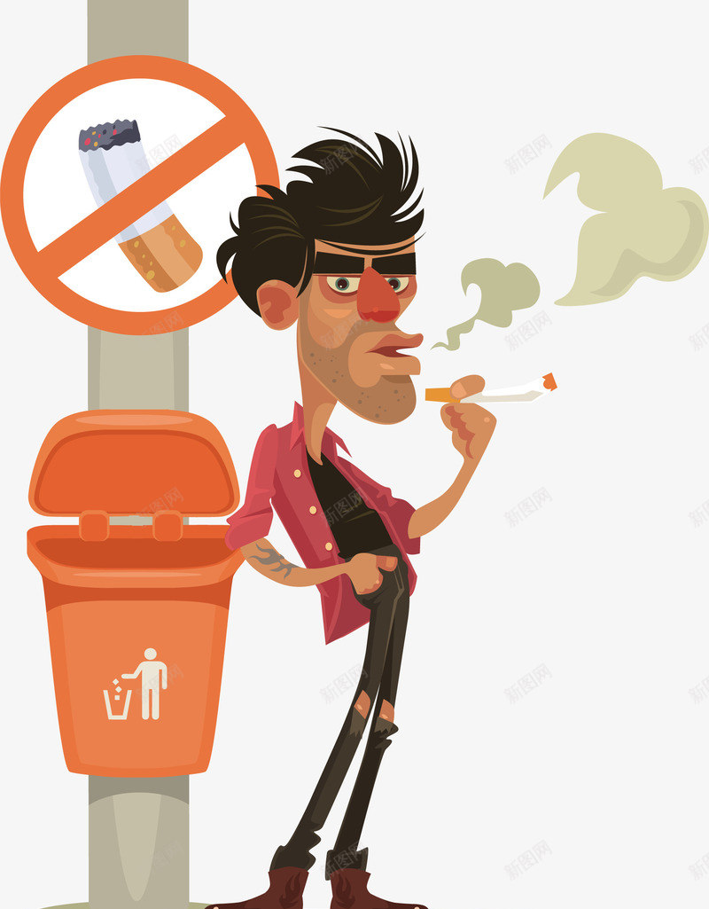 抽烟的男士和垃圾桶矢量图eps免抠素材_88icon https://88icon.com 吸烟png 吸烟下载 吸烟矢量图 垃圾桶 抽烟 禁止吸烟 矢量图