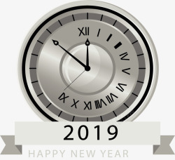 银色钟表新年倒计时银色钟表矢量图高清图片