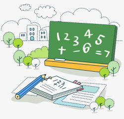 矢量小树一张简单的数学计算漫画高清图片
