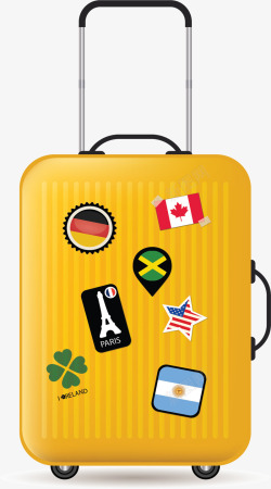 黄色精致旅游行李箱矢量图素材