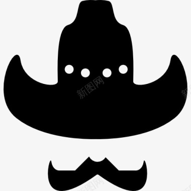 牛仔牛仔帽和小胡子图标图标
