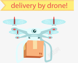 无人机投放包裹手绘无人机送包裹高清图片