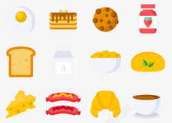 香肠面包手绘早餐图标高清图片