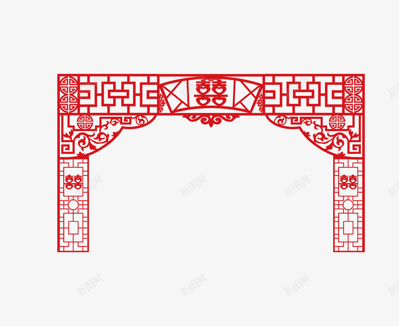 红色拱门矢量图ai免抠素材_88icon https://88icon.com 中国风 喜字 喜庆 婚庆素材 拱门 红色 矢量图