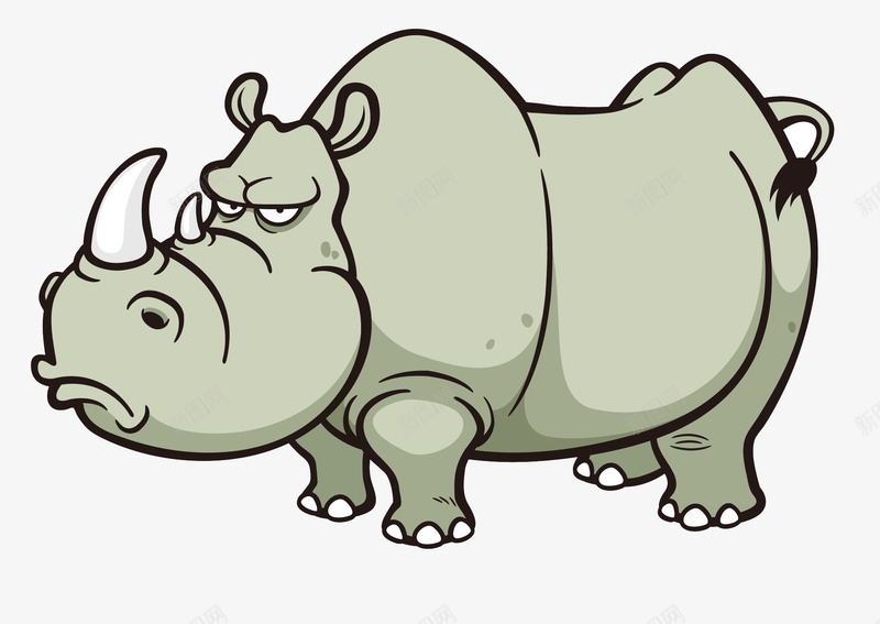 卡通手绘犀牛png免抠素材_88icon https://88icon.com 动物 动物园 卡通 手绘 犀牛 生物 野生动物