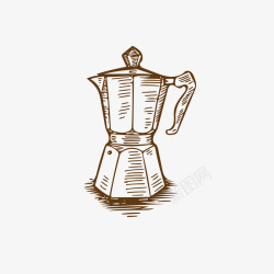 手绘咖啡壶简约手绘卡通咖啡器具矢量图高清图片