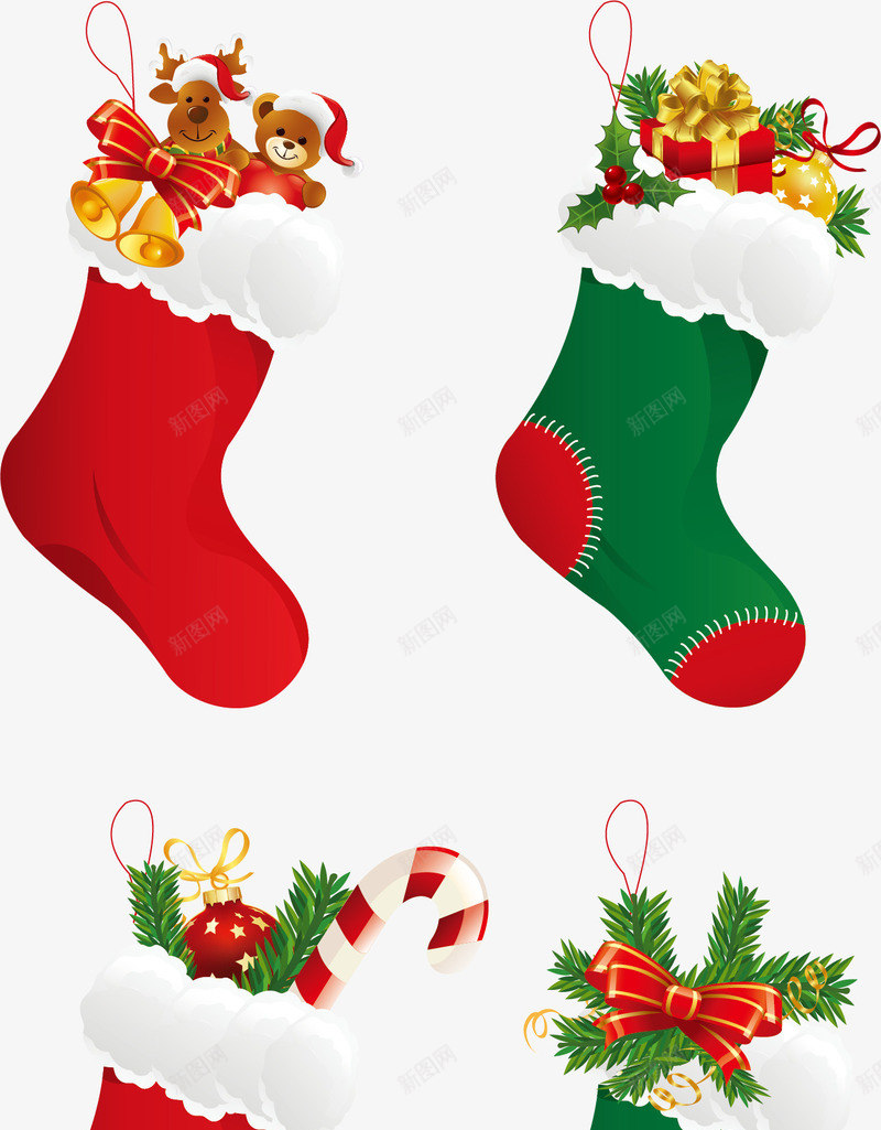 圣诞节的礼物袜子矢量图eps免抠素材_88icon https://88icon.com 圣诞节 礼物 祝福 袜子 矢量图