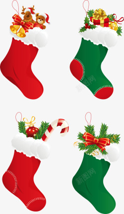 圣诞节的礼物袜子矢量图素材