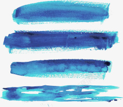 蓝色水彩笔触素材