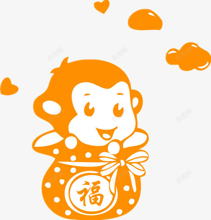 黄色卡通猴子福袋装饰图案png免抠素材_88icon https://88icon.com 免抠PNG 卡通 猴子 福袋 装饰图案 黄色