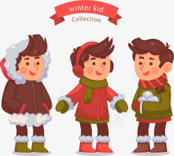 手绘穿着冬天服装的男孩素材