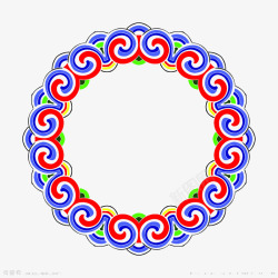 藏族花纹藏式彩色圆环高清图片