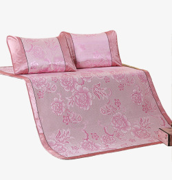 粉色牡丹冰丝席素材