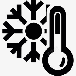 天气逐渐寒冷水银温度计和雪花图标高清图片