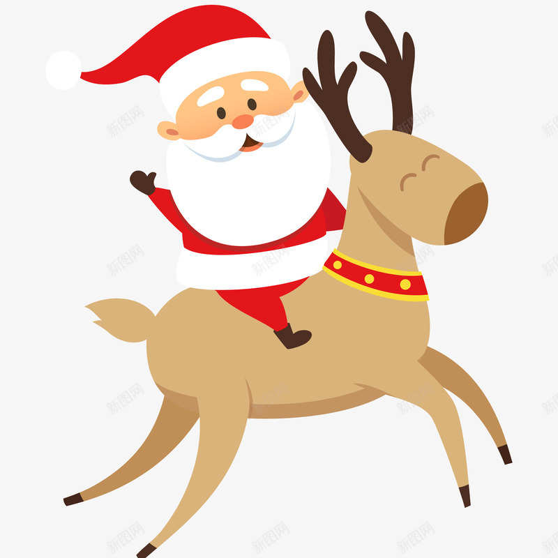圣诞老人骑着麋鹿插画矢量图ai免抠素材_88icon https://88icon.com 免抠PNG 圣诞老人骑着麋鹿插画 圣诞节 手绘圣诞老公公 装饰 鹿 矢量图