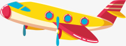 水彩黄色飞机矢量图素材
