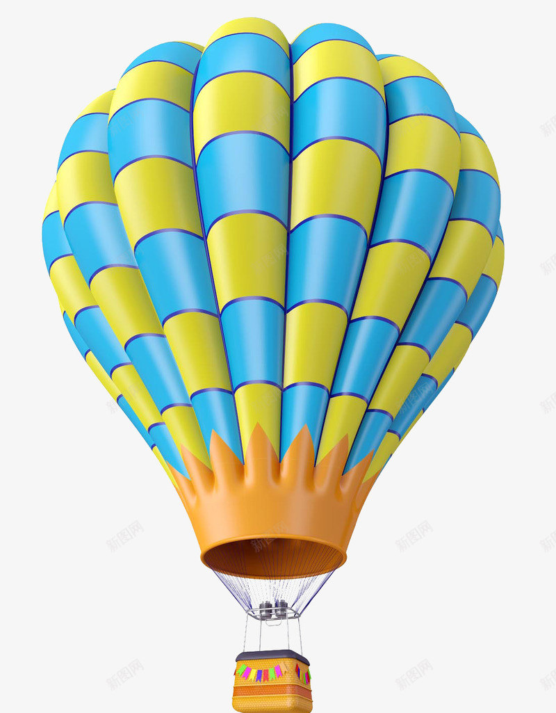 蓝黄色的热气球png免抠素材_88icon https://88icon.com 土耳其 彩色 浪漫 热气球 空气球 蓝黄