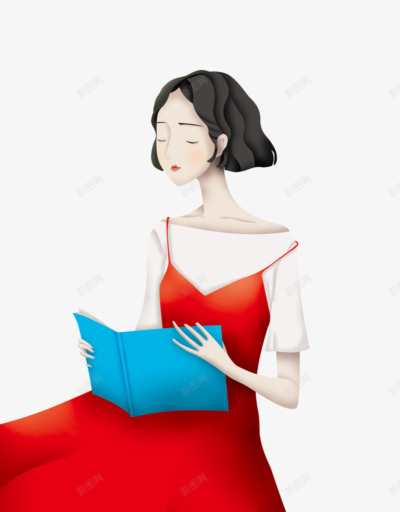 三八妇女节手绘人物插图女孩看书png免抠素材_88icon https://88icon.com 三八妇女节 三八妇女节手绘人物插图女孩看书插画免费下载 人物插图 女孩 手绘 插画 看书 红色背带裙