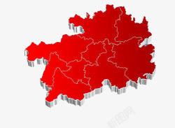 红色立体贵州地图素材