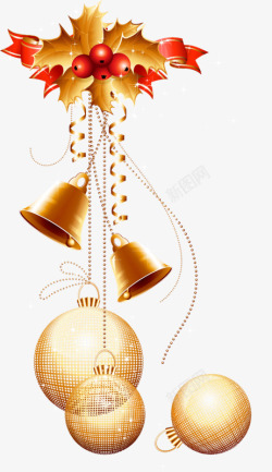 金色铃铛圣诞节植物高清图片