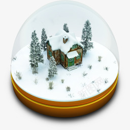 玻璃球内圣诞雪屋图标图标