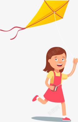 儿童节放风筝的女孩素材