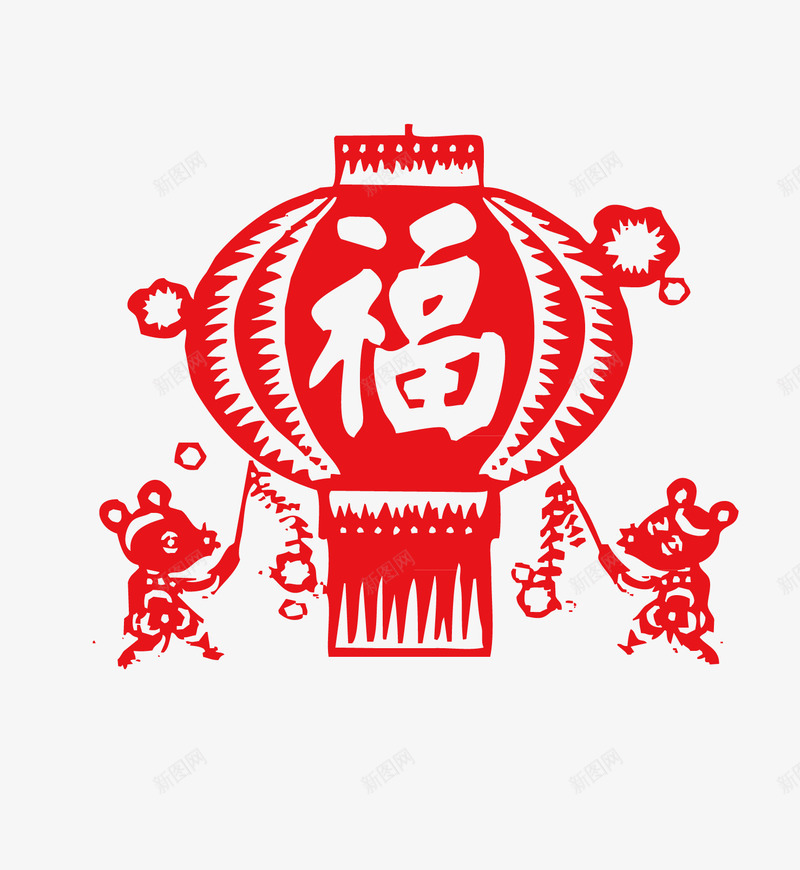 灯笼png免抠素材_88icon https://88icon.com 剪纸 同心结 新年 新春 春节 灯笼 福 窗花 老鼠