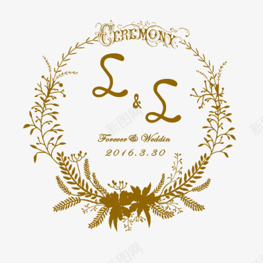 水彩树叶矢量婚礼logo图标图标
