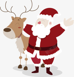 可爱驯鹿矢量图可爱圣诞老人和驯鹿矢量图高清图片