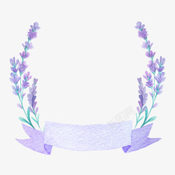 紫色手绘薰衣草标题栏素材