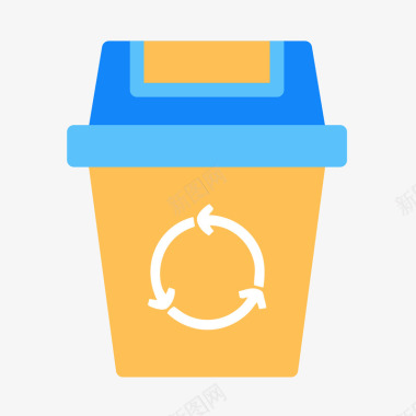 循环橙色圆角扁平化垃圾桶元素矢量图图标图标