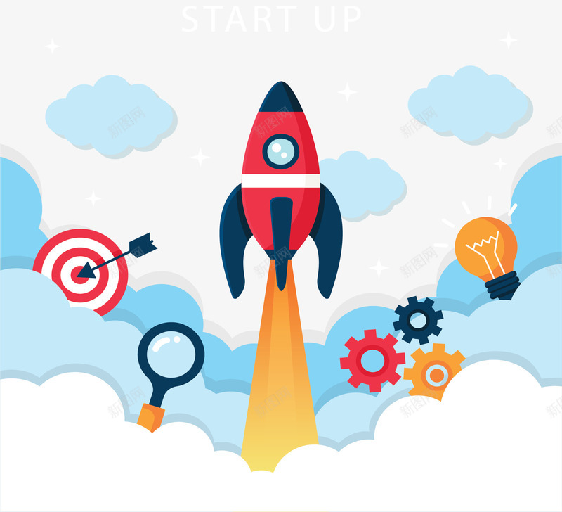 彩色卡通飞天火箭矢量图ai免抠素材_88icon https://88icon.com 启动 启动项 火箭 矢量png 项目启动 飞天火箭 矢量图