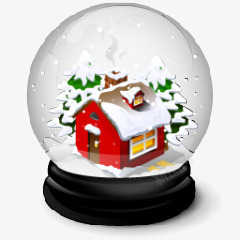 圣诞礼物玻璃球内的圣诞雪屋素材