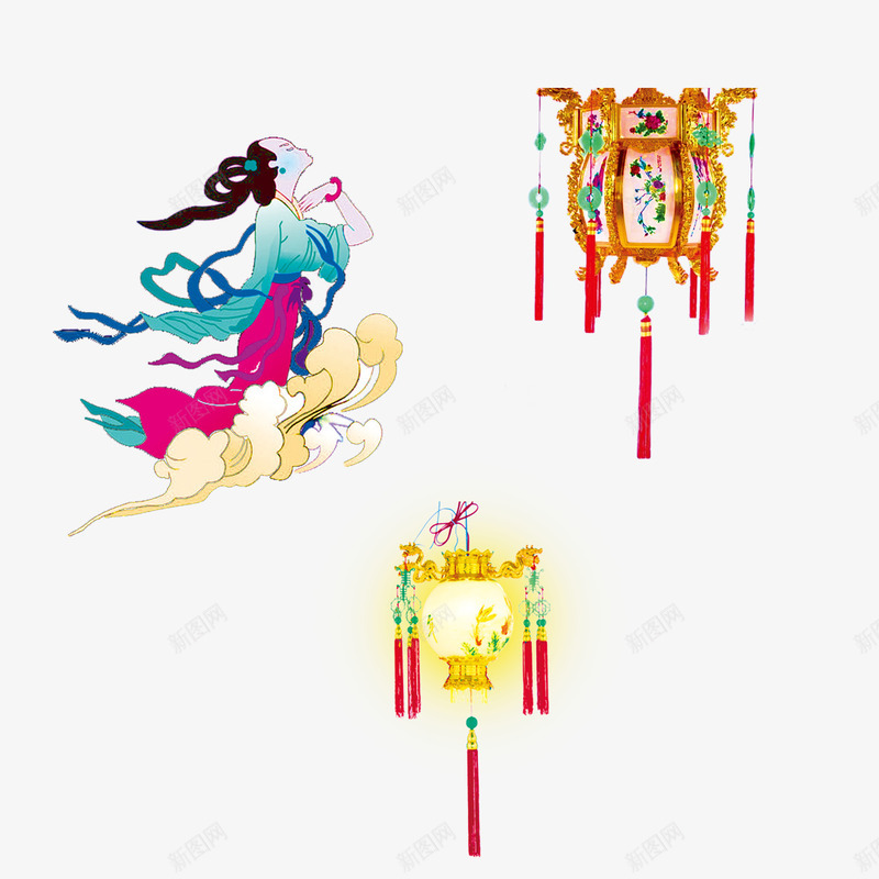 中秋灯笼嫦娥psd免抠素材_88icon https://88icon.com 中秋 中秋素材 中秋节 古典 嫦娥 灯笼