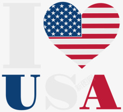 热爱国家我爱美国国旗艺术字高清图片